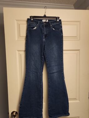 High-Rise Dark Blue Flare Jeans for Women